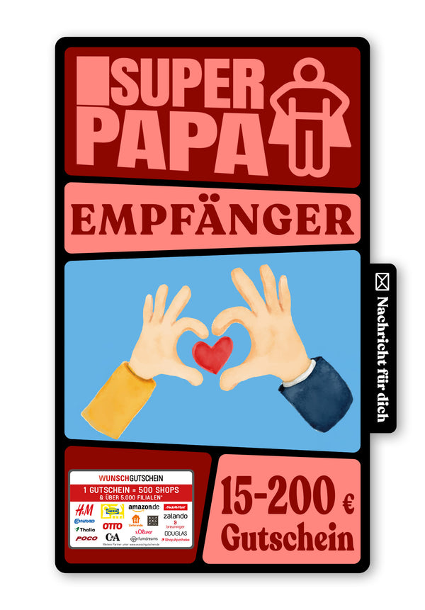 Wunschgutschein Digital - Danke für alles Papa - Hände mit Herz – Geschenkgutschein Ansicht 1