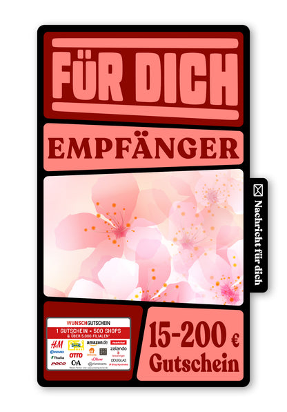 Wunschgutschein Digital - Für deine Wünsche - Blumen Rosa – Geschenkgutschein Ansicht 1