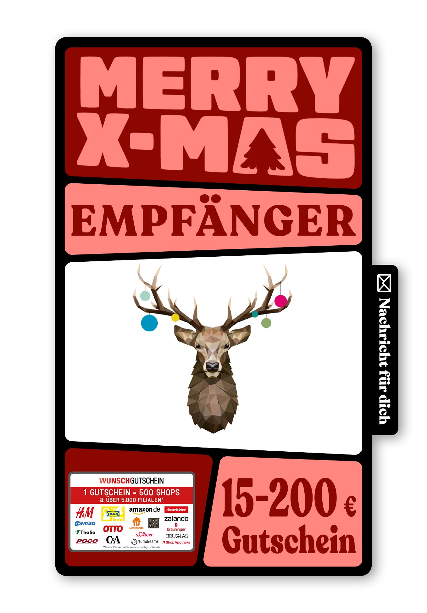 Wunschgutschein Digital - Hirsch Illustration – Geschenkgutschein Ansicht 1