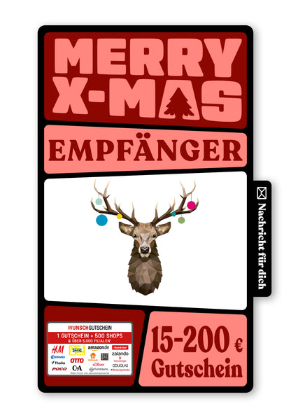 Wunschgutschein Digital - Hirsch Illustration – Geschenkgutschein Ansicht 1
