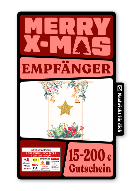 Wunschgutschein Digital - Ho Ho Ho - Zweige Aquarell – Geschenkgutschein Ansicht 1