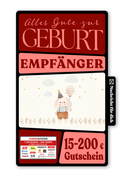 Wunschgutschein Digital - Euer kleines Wunder - Hase Beige – Geschenkgutschein Ansicht 1