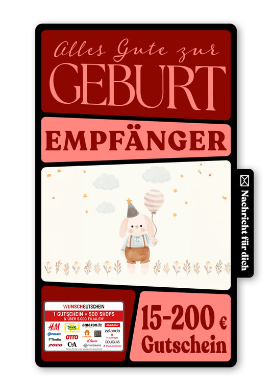 Wunschgutschein Digital - Euer kleines Wunder - Hase Beige – Geschenkgutschein Ansicht 1