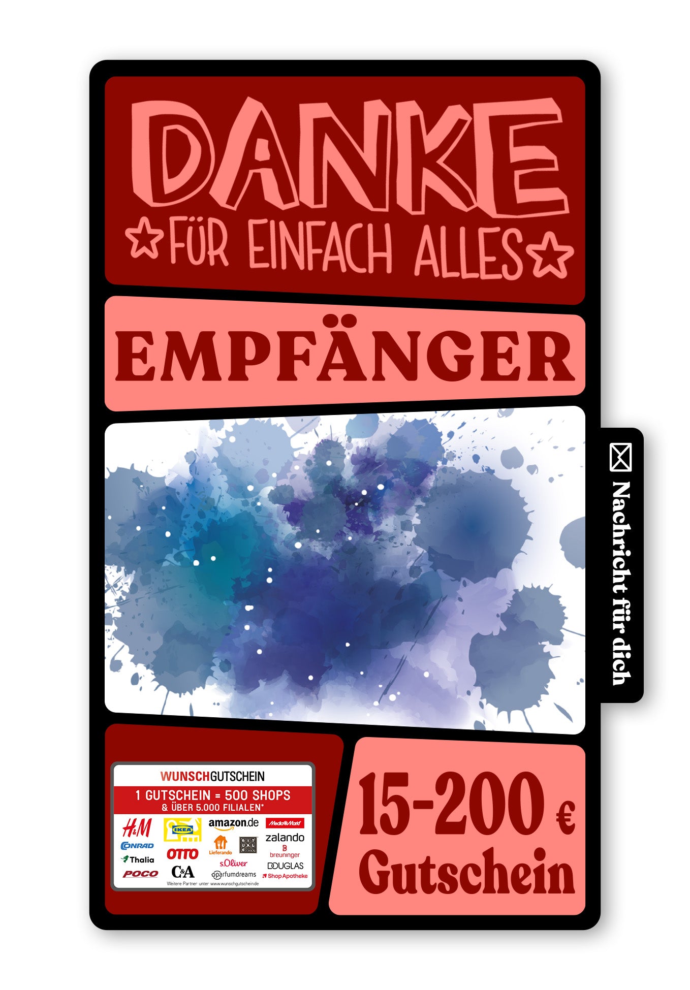 Wunschgutschein Digital - Danke - Blau – Geschenkgutschein Ansicht 1