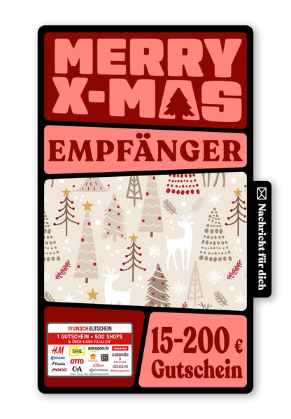 Wunschgutschein Digital - Weihnachtsbäume Beige – Geschenkgutschein Ansicht 1