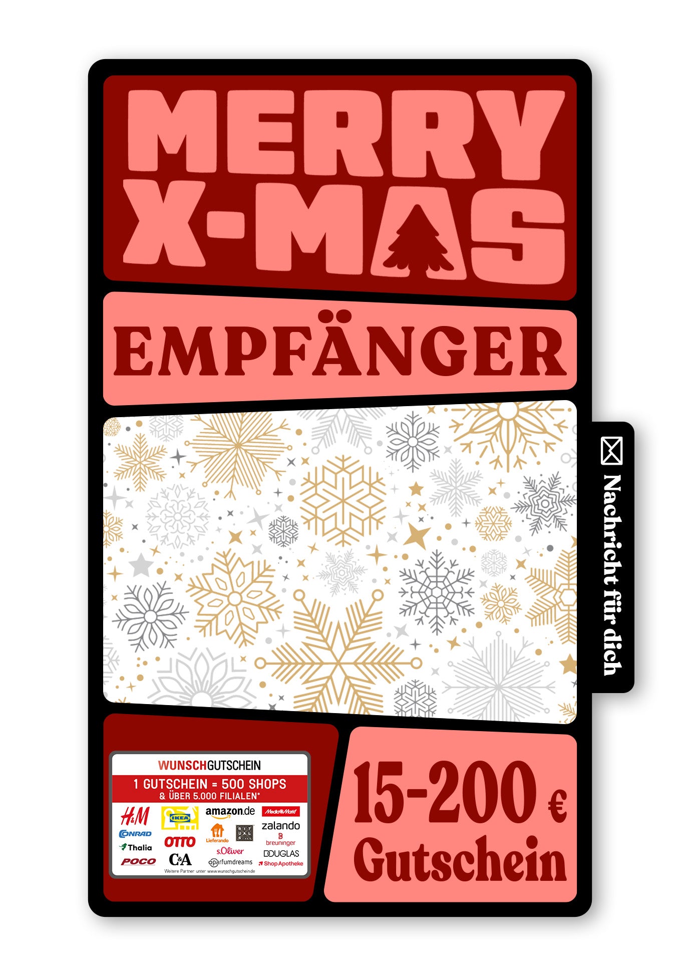 Wunschgutschein Digital - Für alle Wünsche - Schneeflocken Gold – Geschenkgutschein Ansicht 1