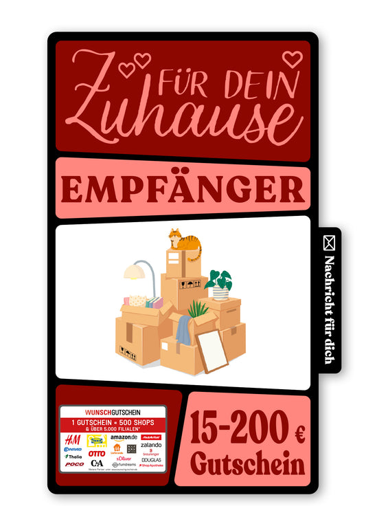 Wunschgutschein Digital - Für dein neues Zuhause - Kartonberg – Geschenkgutschein Ansicht 1