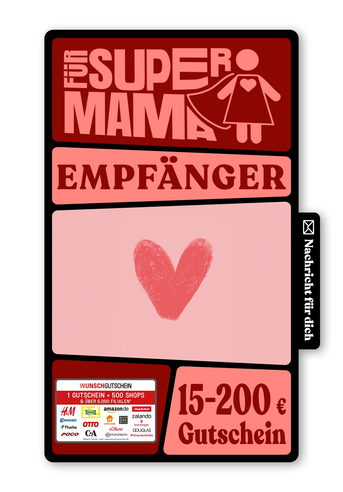 Wunschgutschein Digital - Mama ist die Beste - Herz – Geschenkgutschein Ansicht 1