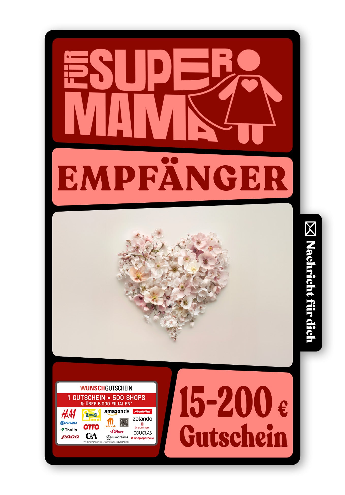 Wunschgutschein Digital - Danke für Alles Mama - Blumenherz – Geschenkgutschein Ansicht 1