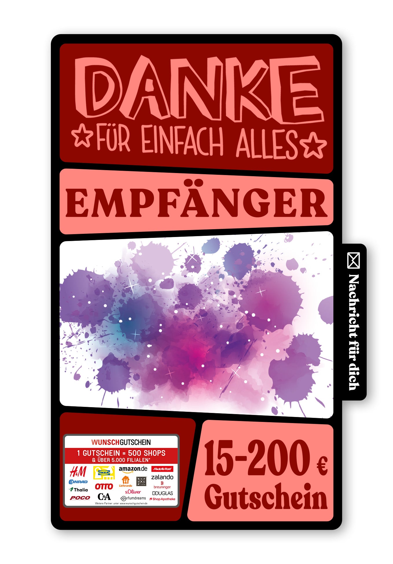 Wunschgutschein Digital - Danke - Lila – Geschenkgutschein Ansicht 1