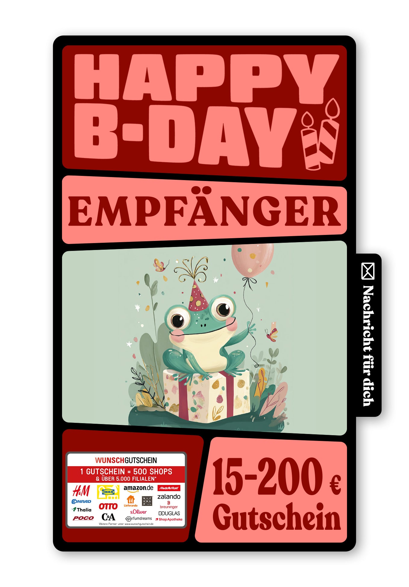 Wunschgutschein Digital - Alles Gute zum Geburtstag - Frosch – Geschenkgutschein Ansicht 1