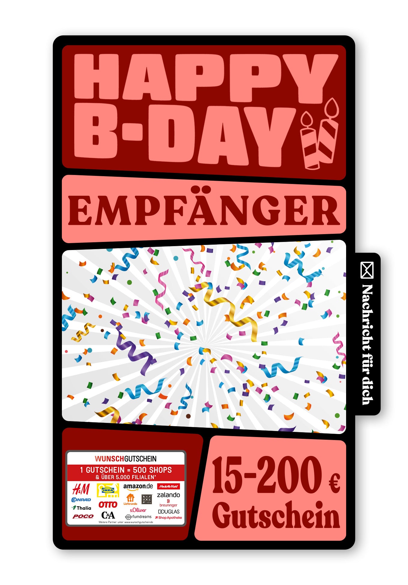 Wunschgutschein Digital - Happy Birthday - Konfetti – Geschenkgutschein Ansicht 1