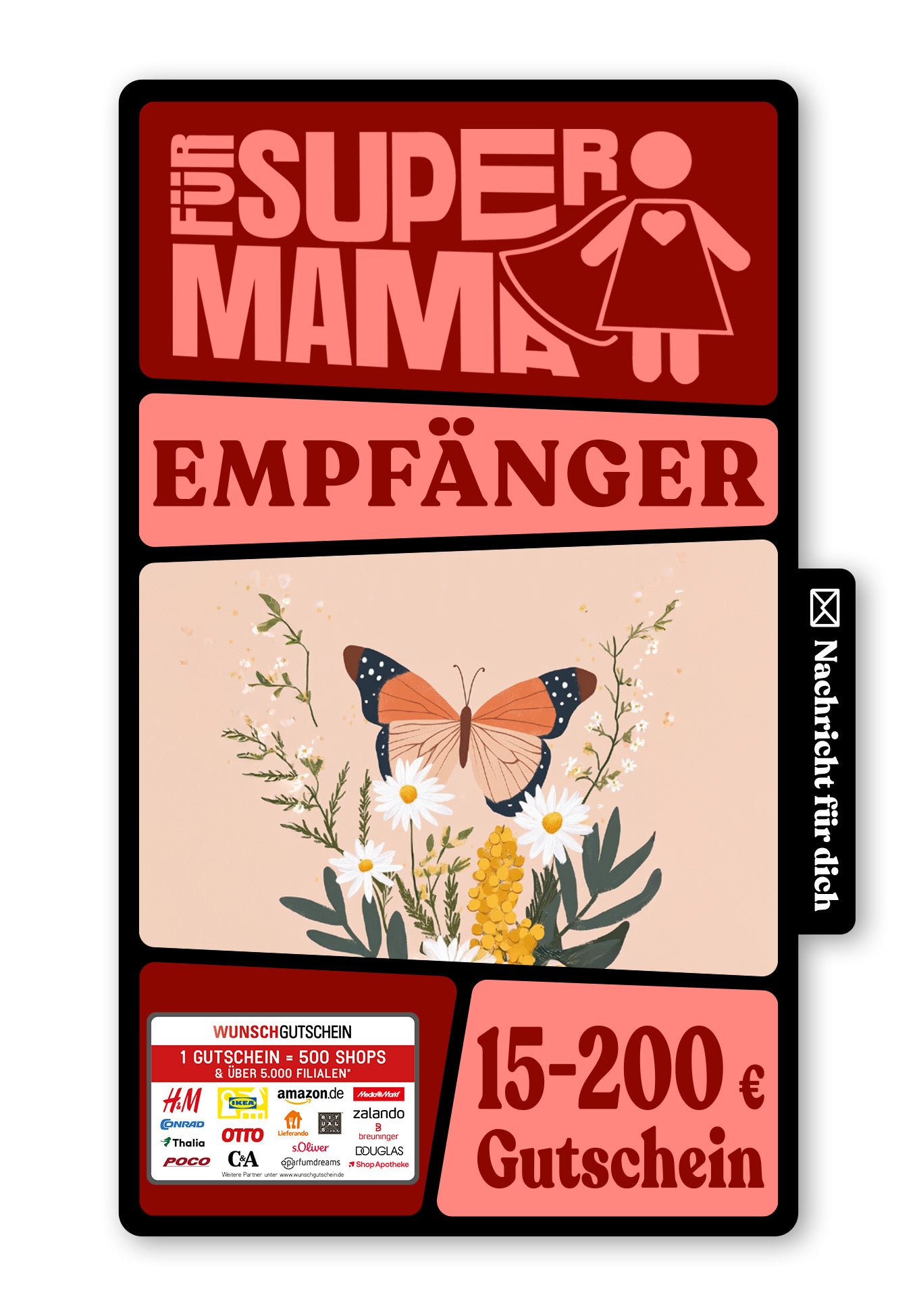 Wunschgutschein Digital - Danke Mama - Schmetterling Orange – Geschenkgutschein Ansicht 1