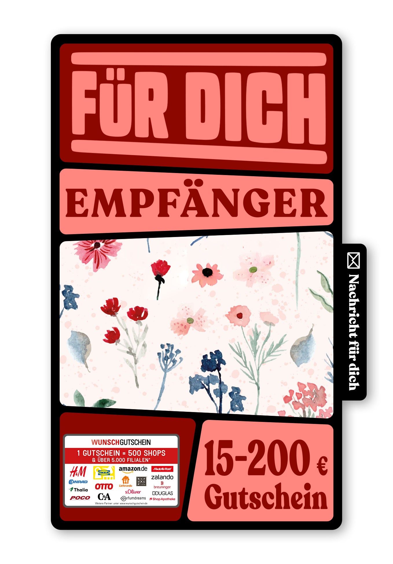 Wunschgutschein Digital - Gutschein - Aquarell Blumen – Geschenkgutschein Ansicht 1