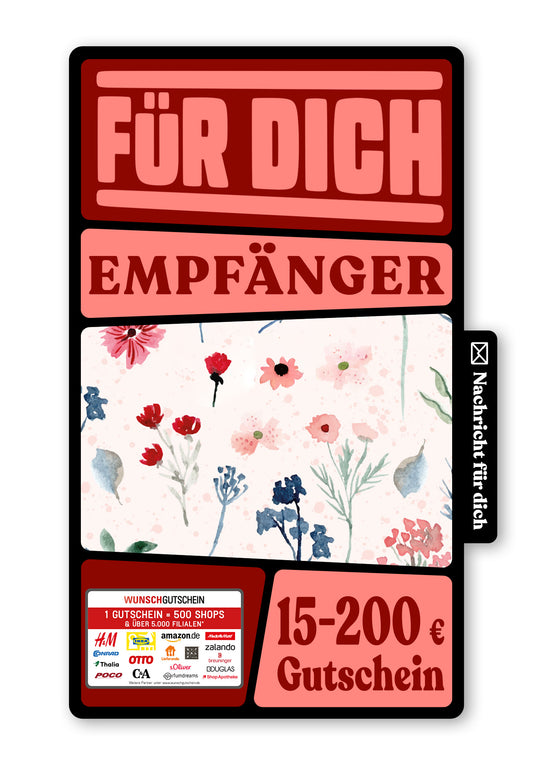 Wunschgutschein Digital - Gutschein - Aquarell Blumen – Geschenkgutschein Ansicht 1