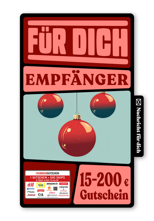 Wunschgutschein Digital - Für Dich - Weihnachtskugeln – Geschenkgutschein Ansicht 1