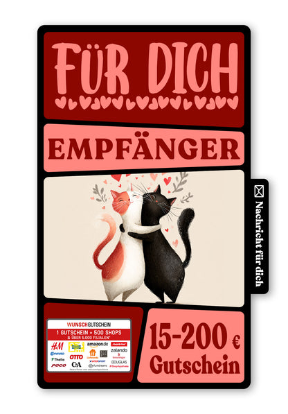 Wunschgutschein Digital - Liebe Dich - Katzen – Geschenkgutschein Ansicht 1