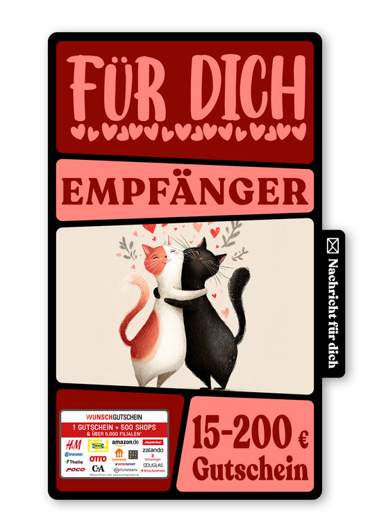 Wunschgutschein Digital - Liebe Dich - Katzen – Geschenkgutschein Ansicht 1