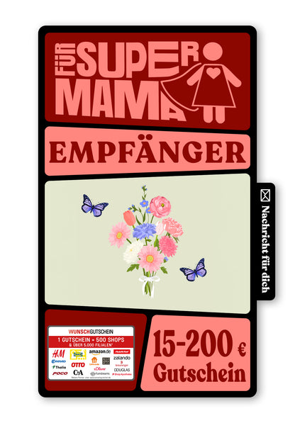 Wunschgutschein Digital - Für Mama - Blumenstrauß Pink – Geschenkgutschein Ansicht 1