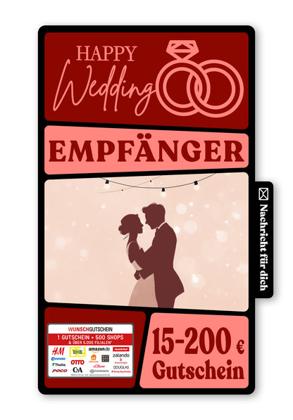 Wunschgutschein Digital - Alles Liebe zu eurer Hochzeit - Paar Tanzend – Geschenkgutschein Ansicht 1