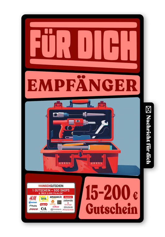 Wunschgutschein Digital - Du bist der Hammer - Werkzeugkoffer – Geschenkgutschein Ansicht 1