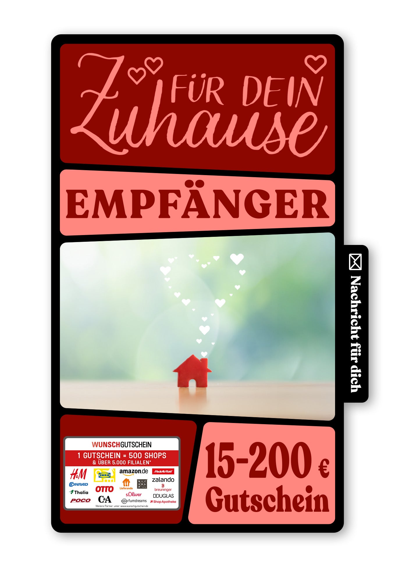 Wunschgutschein Digital - Viel Glück Heim - Haus – Geschenkgutschein Ansicht 1