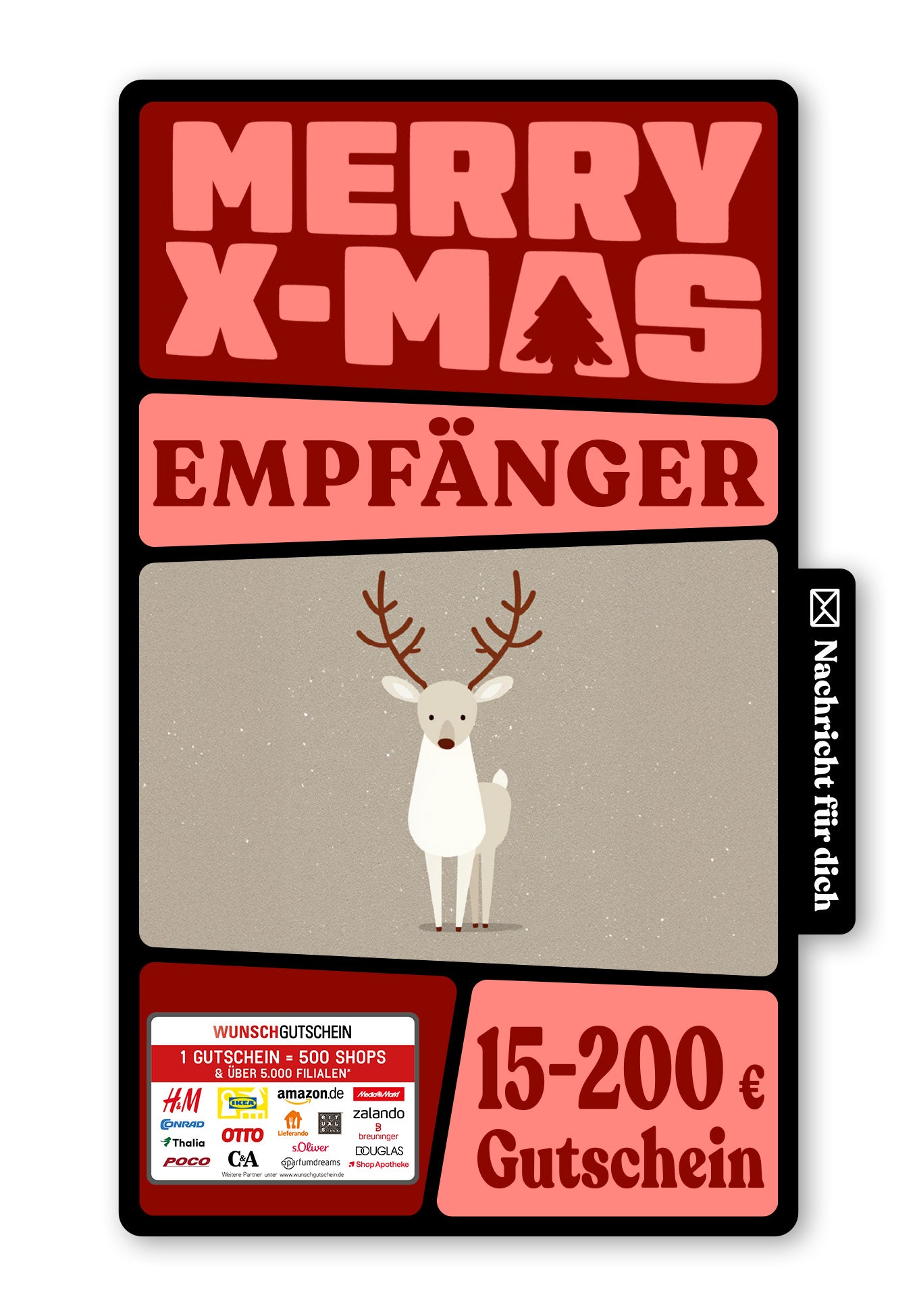 Wunschgutschein Digital - Rentier Illustration – Geschenkgutschein Ansicht 1