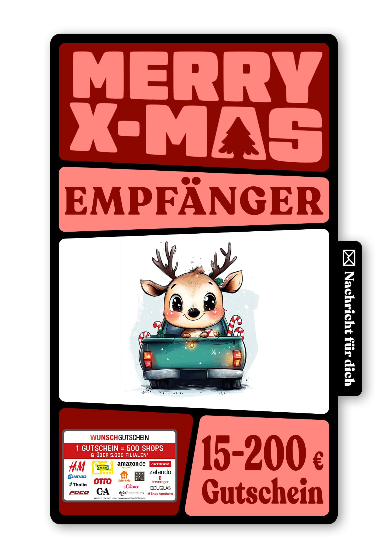 Wunschgutschein Digital - Wunscherfüller - Rentier Truck – Geschenkgutschein Ansicht 1