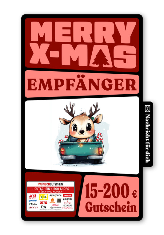 Wunschgutschein Digital - Wunscherfüller - Rentier Truck – Geschenkgutschein Ansicht 1