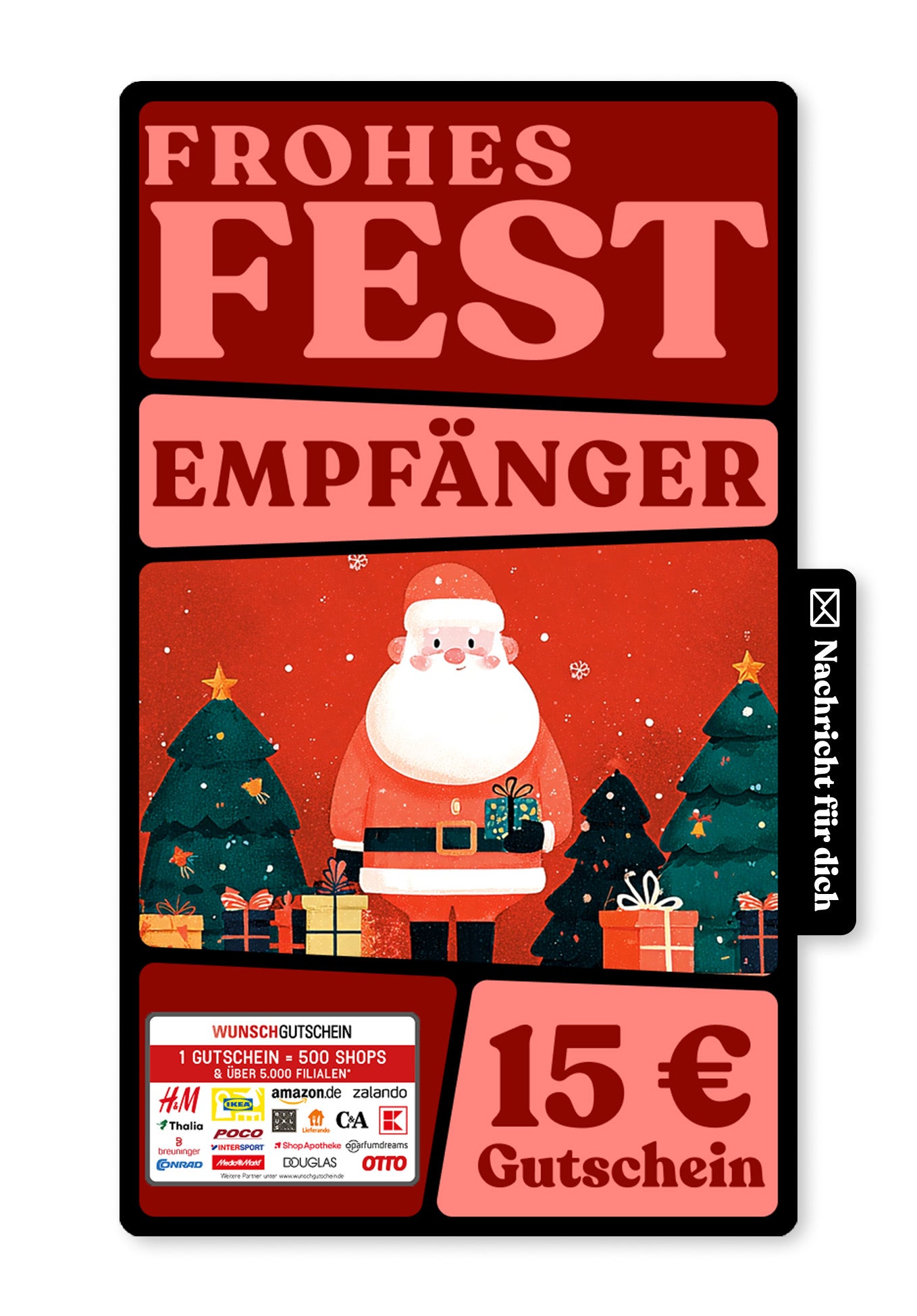 Wunschgutschein Digital - Wünsch dir was - Weihnachtsmann Rot – Geschenkgutschein Ansicht 1