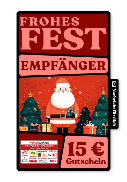 Wunschgutschein Digital - Wünsch dir was - Weihnachtsmann Rot – Geschenkgutschein Ansicht 1