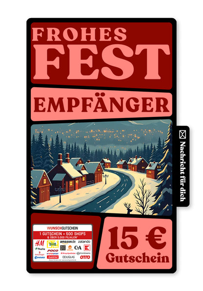 Wunschgutschein Digital - Für deine Wünsche - Winterstadt Rentier – Geschenkgutschein Ansicht 1