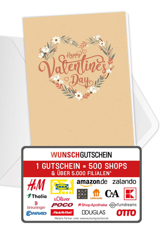 Wunschgutschein Happy Valentine's Day - Kranz – Geschenkgutschein Ansicht 1
