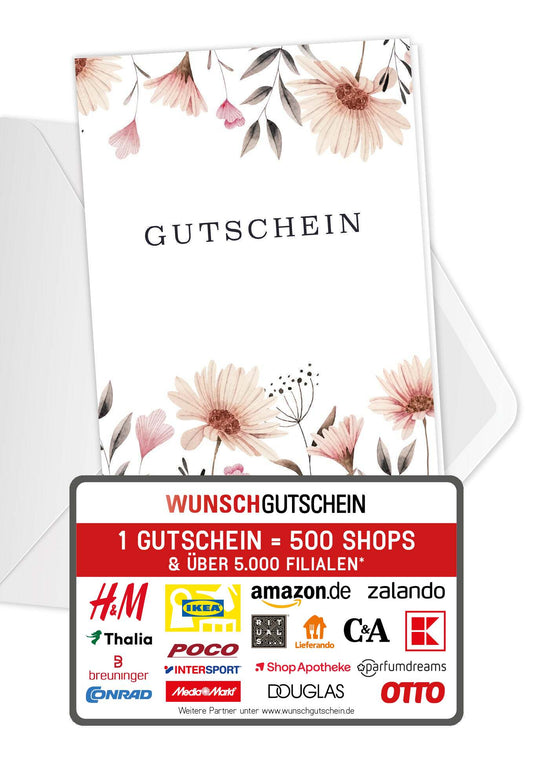 Gutschein - Blumen weiß PDF