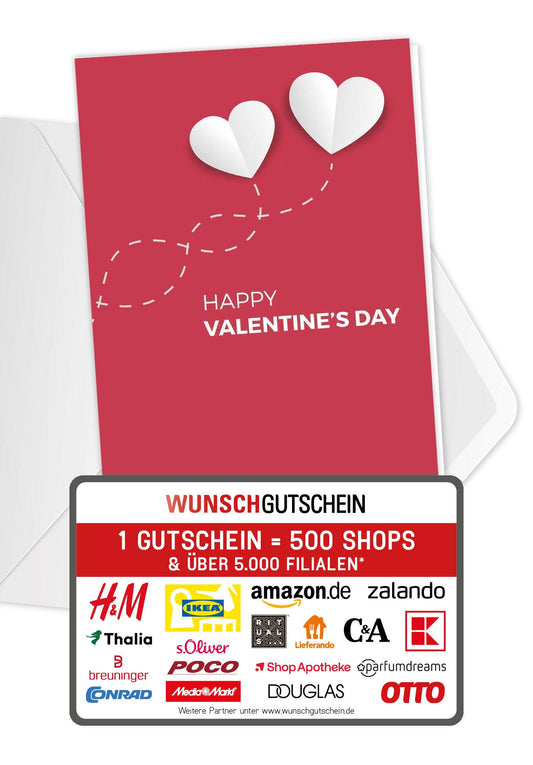 Wunschgutschein Happy Valentine's Day - Herzen – Geschenkgutschein Ansicht 1