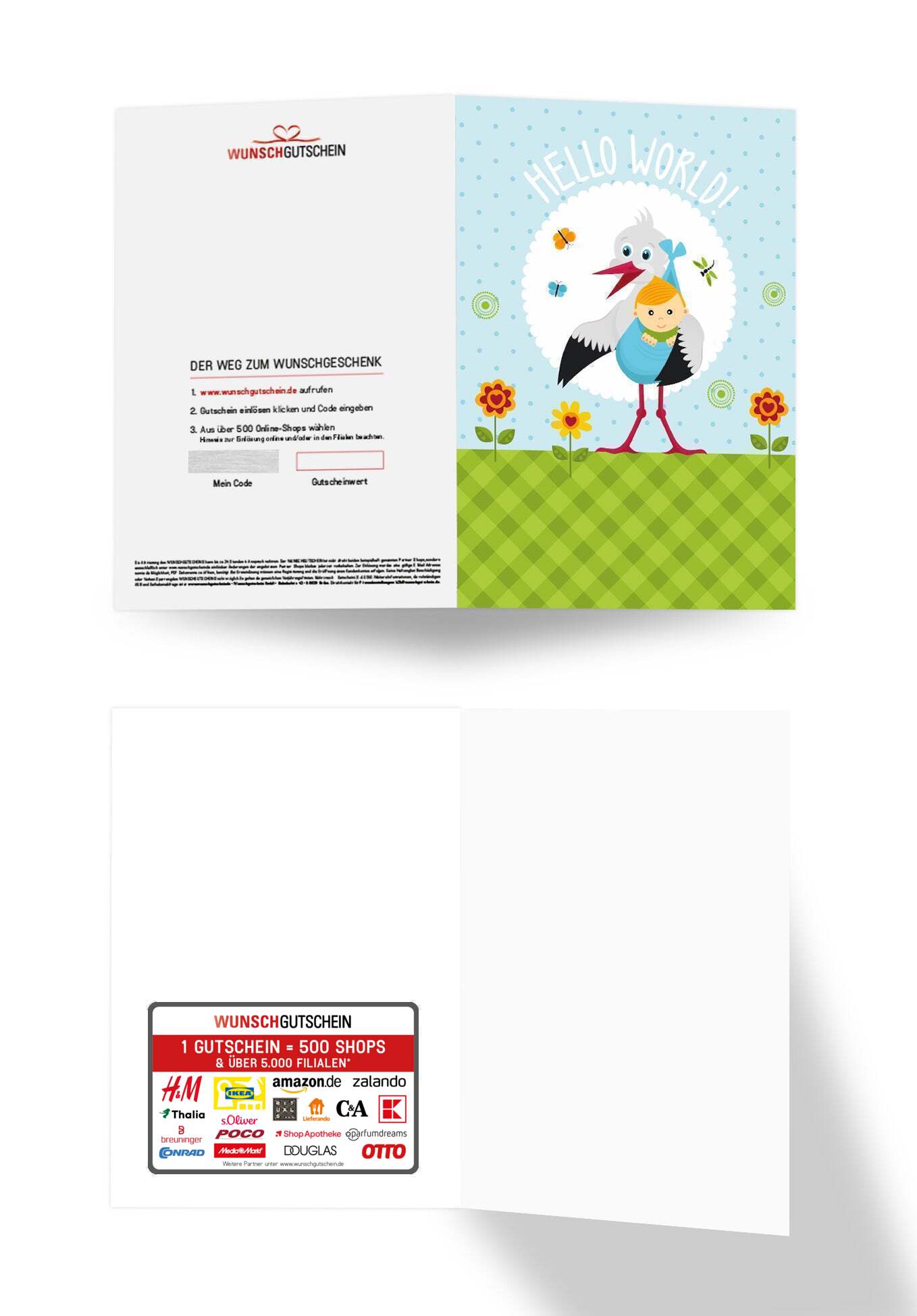 Wunschgutschein Hello World - Storch – Geschenkgutschein Ansicht 3