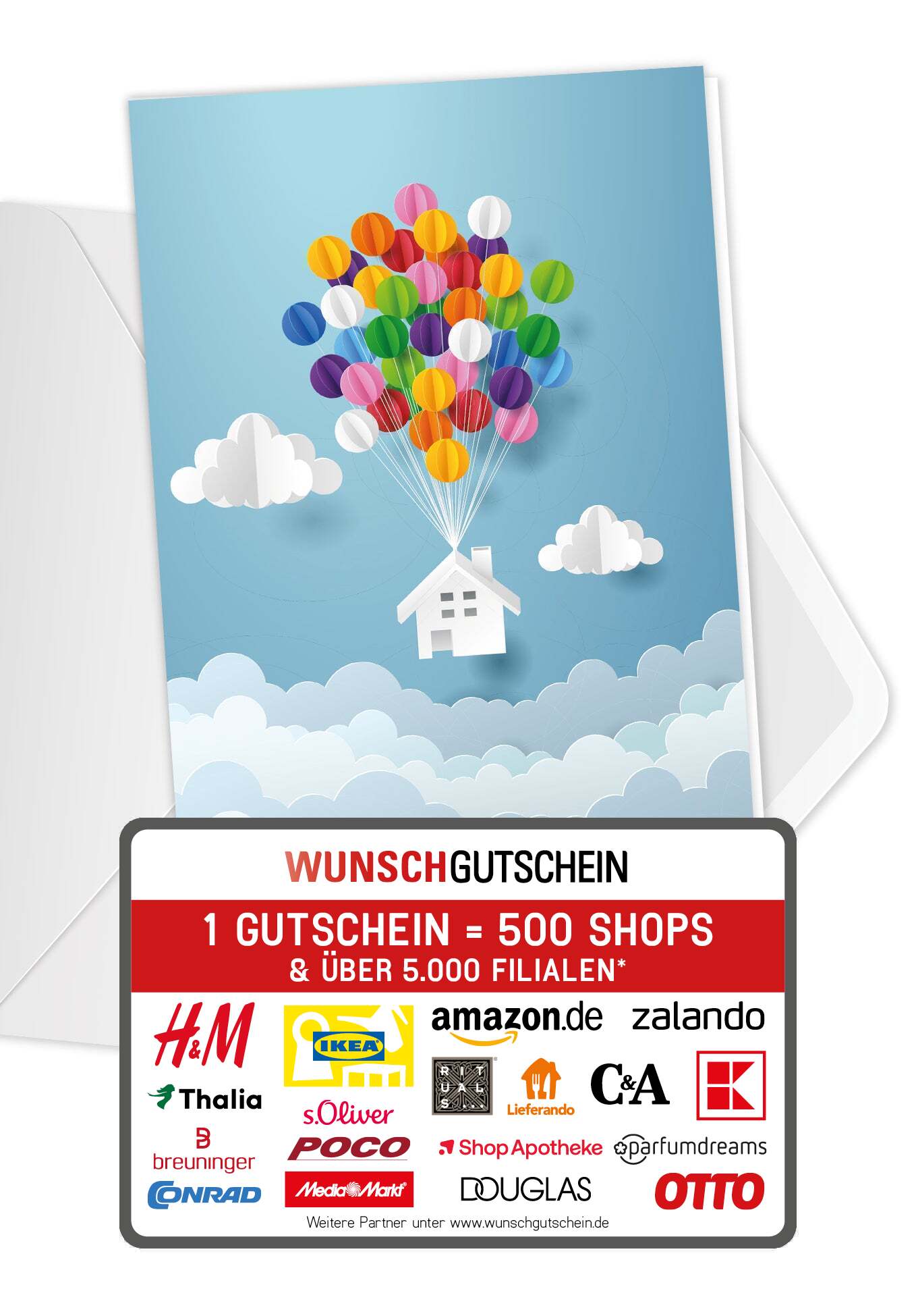 Wunschgutschein Haus Ballons – Geschenkgutschein Ansicht 1