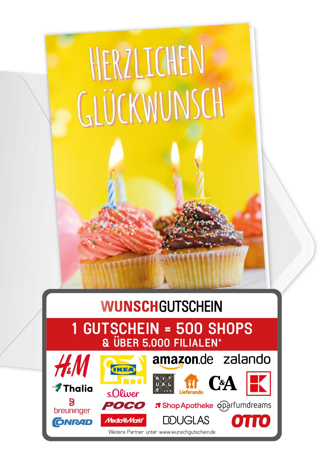 Wunschgutschein Herzlichen Glückwunsch - Muffins – Geschenkgutschein Ansicht 1