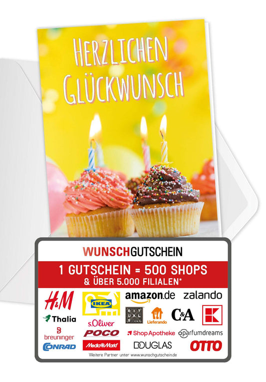 Wunschgutschein Herzlichen Glückwunsch - Muffins – Geschenkgutschein Ansicht 1