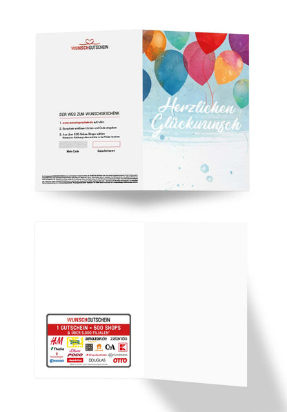Wunschgutschein Herzlichen Glückwunsch - Bunte Ballons – Geschenkgutschein Ansicht 3