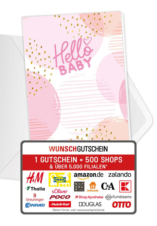 Wunschgutschein Hello Baby - Rosa – Geschenkgutschein Ansicht 1