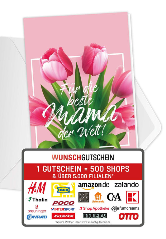 Für die beste Mama - Pinke Tulpen