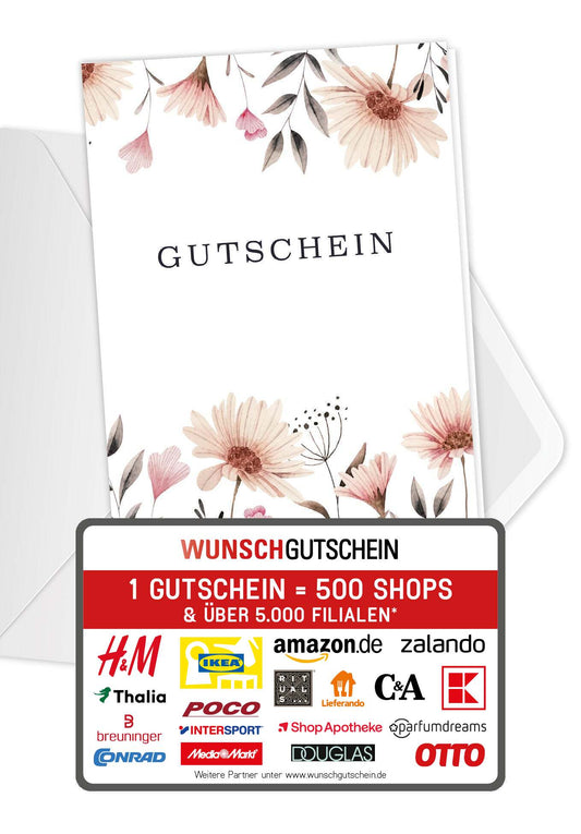 Gutschein - Blumen weiß (Gutscheinwert)