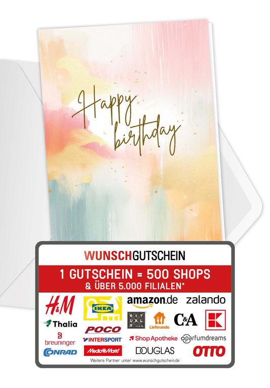 Happy Birthday - Aquarell bunt