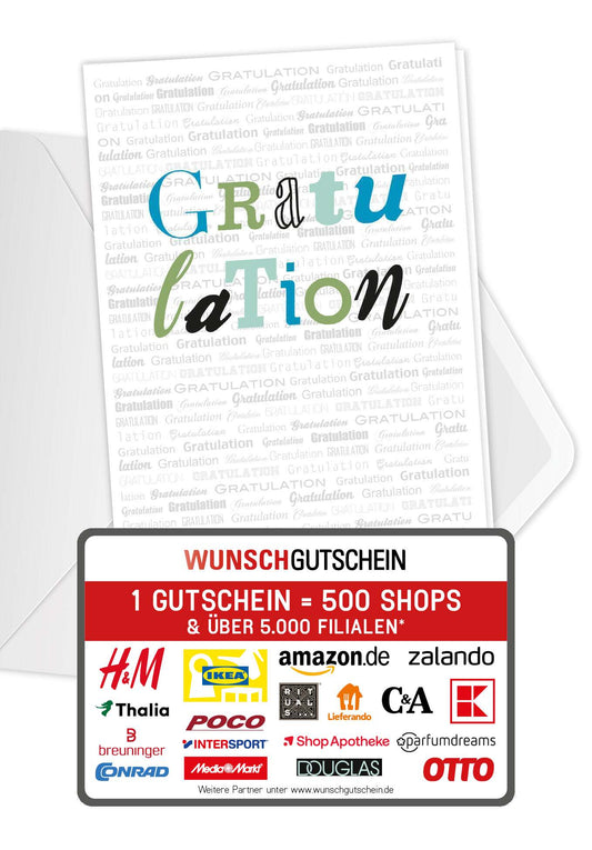 Gratulation - Grau (Gutscheinwert)
